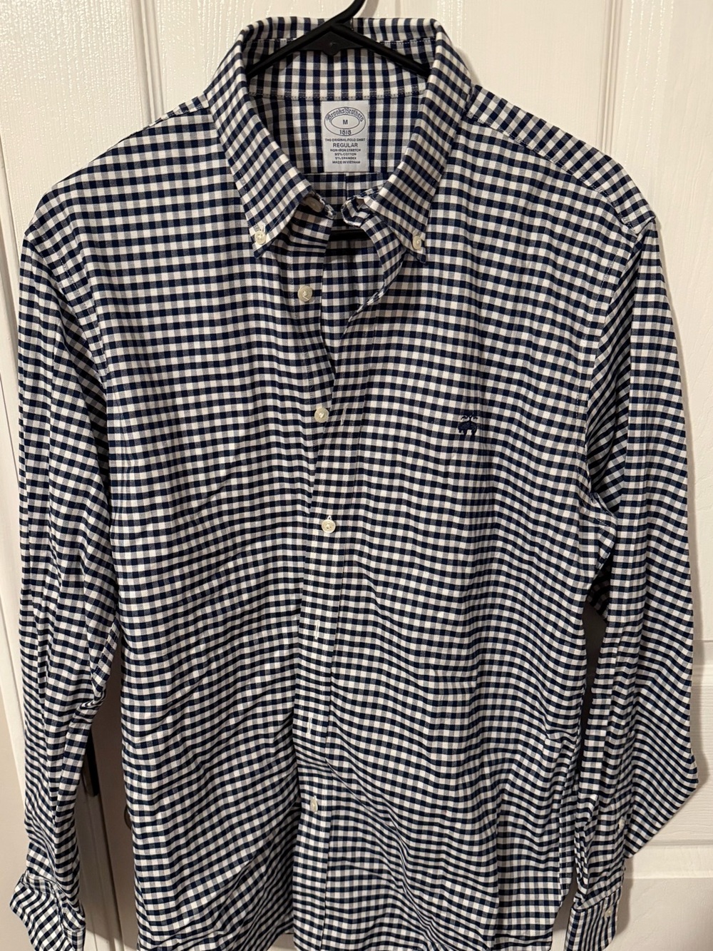 Brooks Brothers Navy and White Gingham Button-Down Shirt